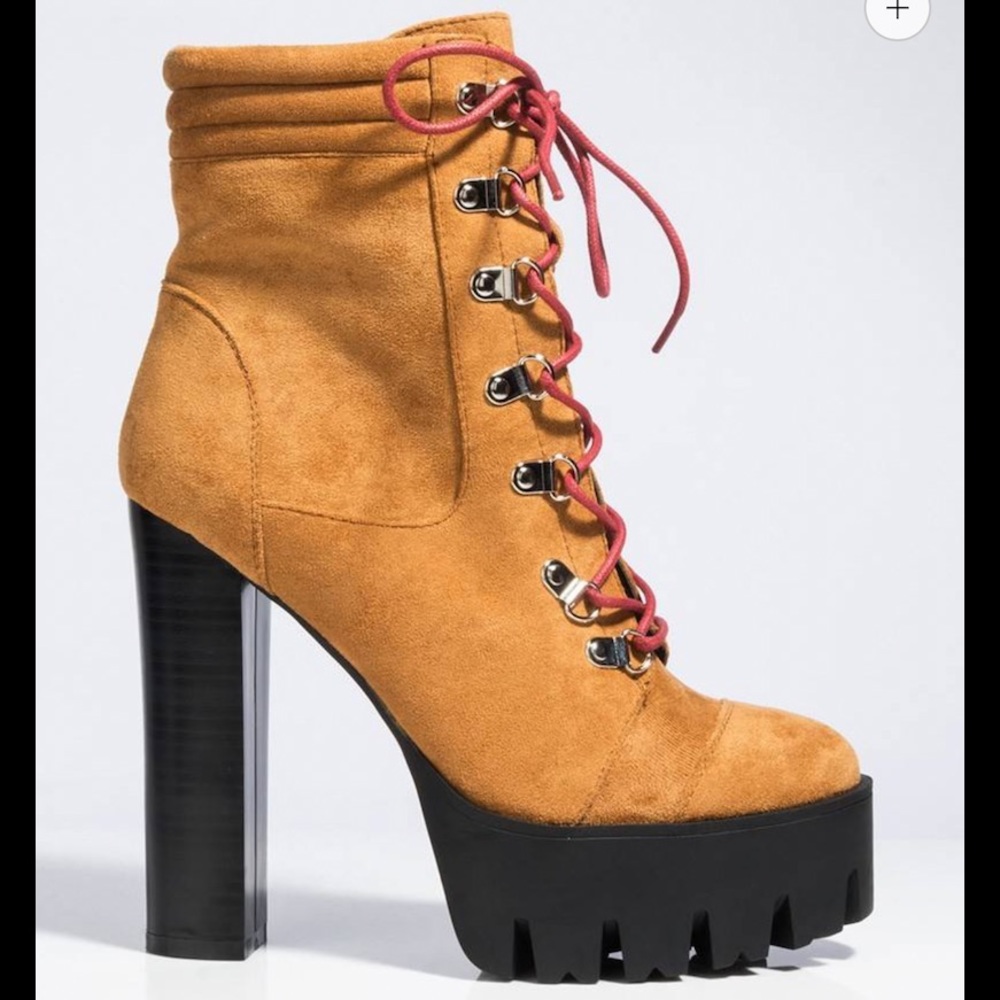 AZALEA WANG•Lace Up•Chunky Heel•Platform Bootie